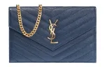SAINT LAURENT ENVELOPE Quilting Grain Embossed Leather Chain Bag, Wallet, Crossbody Bag, Shoulder Bag Women's