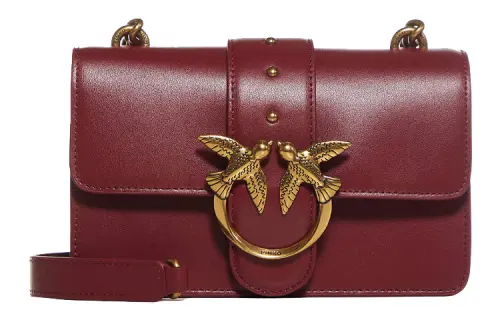 PINKO SIMPLY Leather Shoulder Bag Women's Red