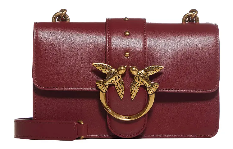PINKO SIMPLY Leather Shoulder Bag Women's Red