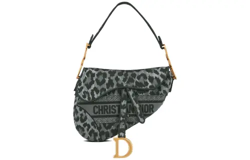 DIOR Saddle Leather Saddle Bag Handbag, Shoulder Bag Women's Gray