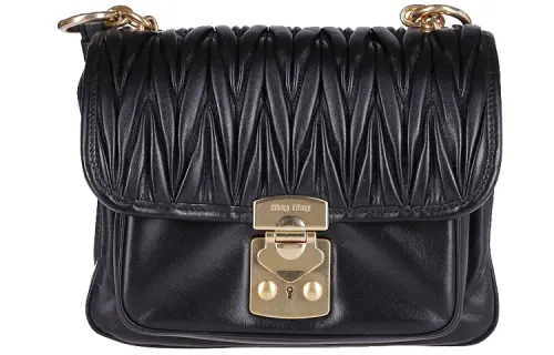 MIU MIU Nappa Leather Shoulder Bag, Crossbody Bag Women's Black
