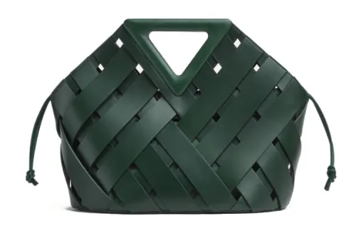 Bottega Veneta Leather Handbag Small Women's Dark Green