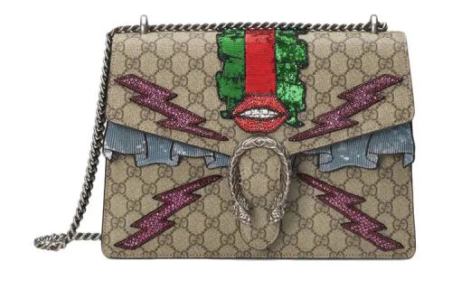 GUCCI Dionysus Canvas With Leather Shoulder Bag, Crossbody Bag Medium Women's