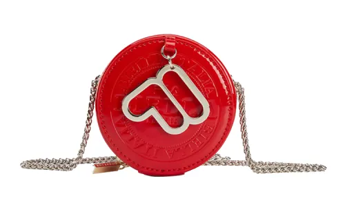 FILA Fabric Round Bag, Chain Bag, Shoulder Bag Mini Women's Red