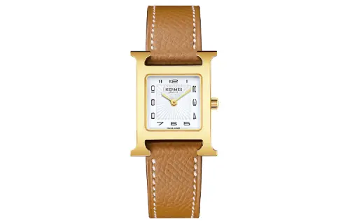 HERMES Heure H Wrist Watches Quartz Movement Genuine Leather Strap White Dial Women's Watch