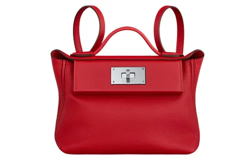 HERMES 24/24 Evercolor & Swift Calfskin Handbag, Shoulder Bag, Crossbody Bag, Fanny Pack Mini Women's Pepper Red