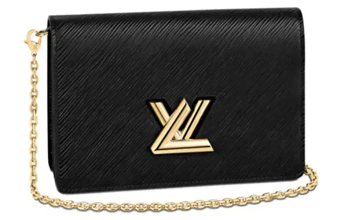 LOUIS VUITTON Twist Chain Wallet Epi Grained Leather Black