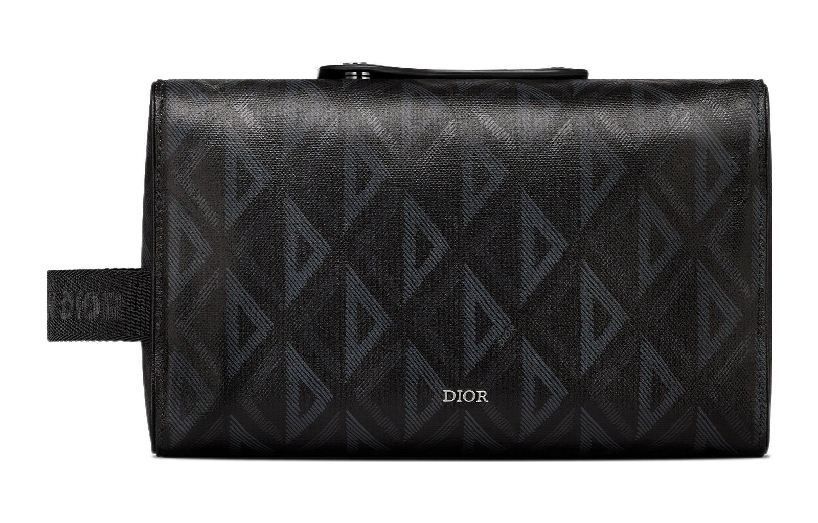 DIOR Lingot Canvas With Leather Toiletry Bag Men's Black
