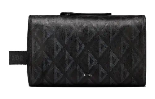 DIOR Lingot Canvas With Leather Toiletry Bag Men's Black