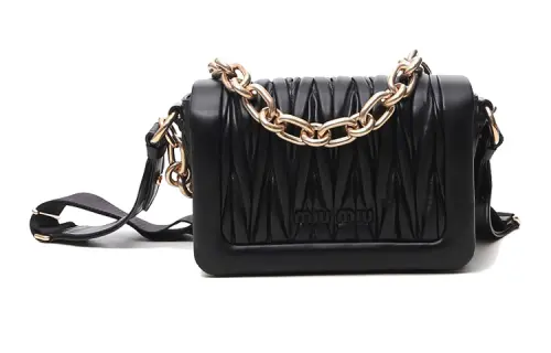 MIU MIU Leather Crossbody Bag Women's Black