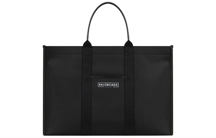 Balenciaga Letter Print Polyester Tote Bag, Shopping Bag, Handbag Men's Black