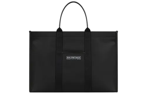 Balenciaga Letter Print Polyester Tote Bag, Shopping Bag, Handbag Men's Black