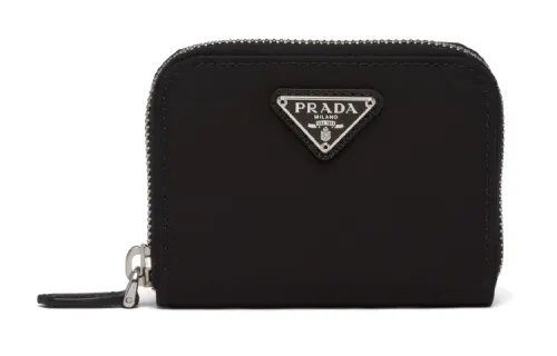 PRADA 2 Card Slots Fabric Wallet, Card Holder, Coin Purse Small Women's Black