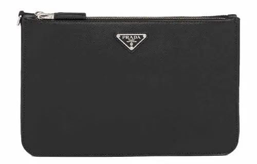 PRADA Leather Clutch Regular Men's Black