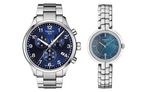 TISSOT Quartz Movement Unisex Watch 45mm Blue Dial Stainless Steel Case Stainless Steel Watchband