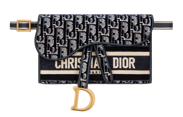 DIOR Dior Saddle Oblique Classic Presbyopia Printed Slender Velvet Saddle Bag Clutch Crossbody Bag Waist Bag Women’s Blue