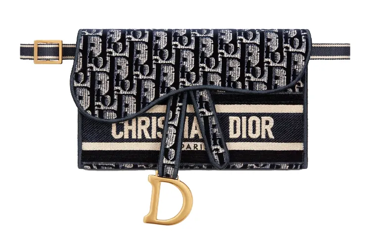 DIOR Saddle Velvet Saddle Bag, Clutch, Crossbody Bag, Fanny Pack Women's Blue