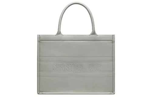 DIOR BookTote Smooth Cow Leather Handbag Small Women's Gray