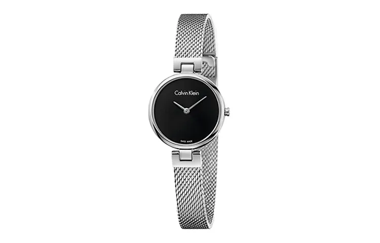 CALVIN KLEIN Quartz Pure Series Wrist Watches Quartz Movement Stainless Steel Watchband Black Dial Women's Watch
