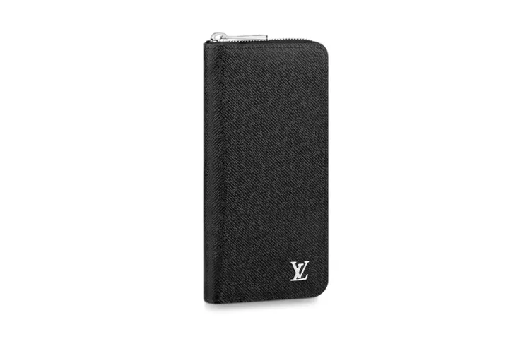 LOUIS VUITTON Zippy Cow Leather Wallet Men's Black