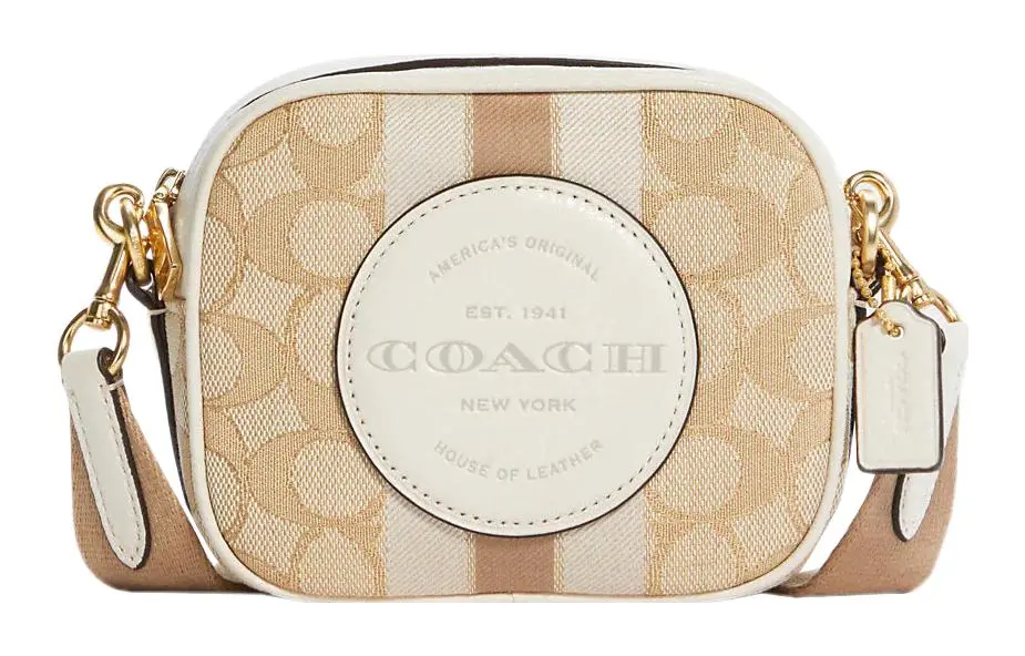 COACH Dempsey Leather Camera Bag Shoulder Bags Women's Light Khaki