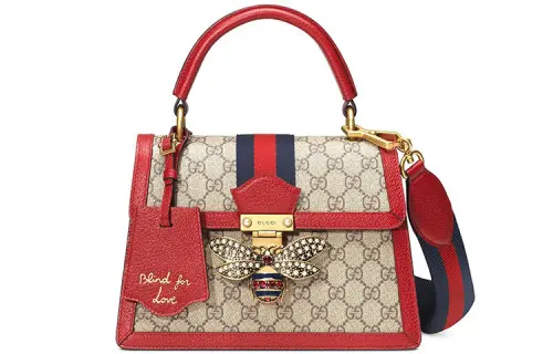 GUCCI Queen Margaret Canvas With Leather Canvas Bag, Shoulder Bag, Crossbody Bag, Handbag Women's Ebony/Red