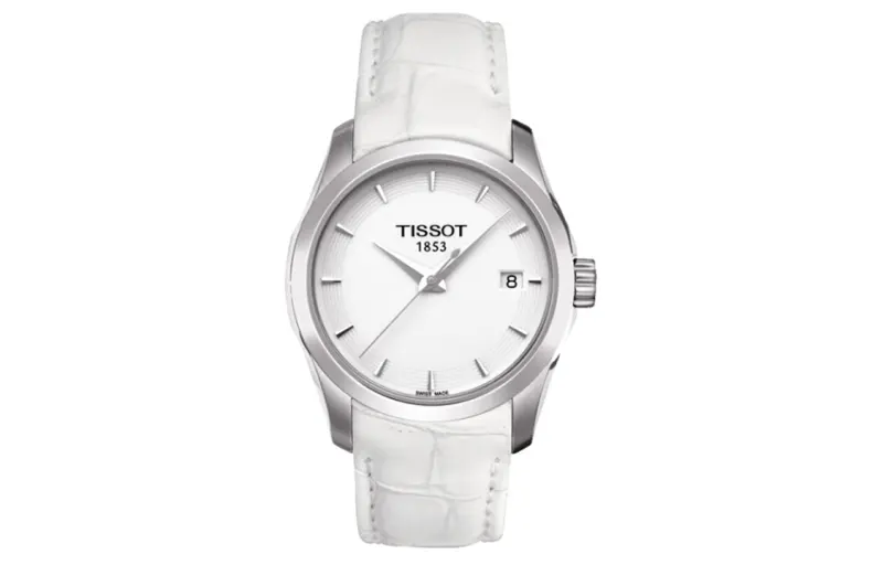 TISSOT Kutu Collection Quartz Movement 100m Waterproof Women's Watch 32mm White Dial Stainless Steel Case