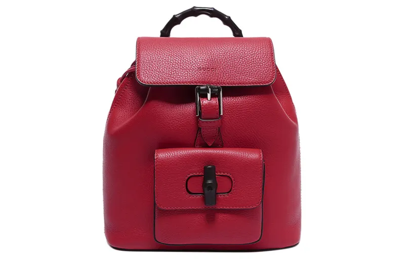 GUCCI Cow Leather Backpack Women's Red