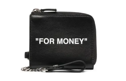 OFF WHITE Leather Wallet Unisex Black