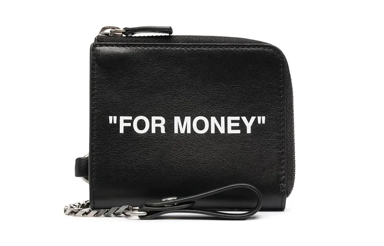 OFF WHITE Leather Wallet Unisex Black