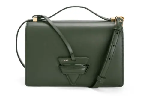 LOEWE Barcelona Silk Calfskin Handbag, Shoulder Bag, Crossbody Bag Women's Vintage Khaki