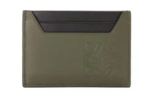LOEWE Anagram Embossed Calfskin Card Holder Men's Green