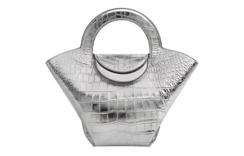 Bottega Veneta Cow Leather Tote Handbag Regular Women's Silver