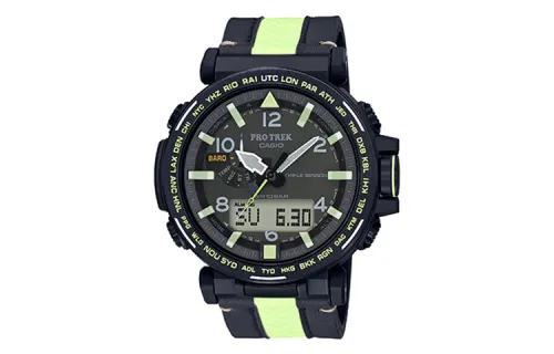CASIO PRO TREK PRG Collection Quartz Movement Leather Strap Watch Men's Watches Green Dial
