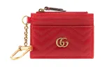GUCCI Marmont Leather Card Holder Women's Mauve Red