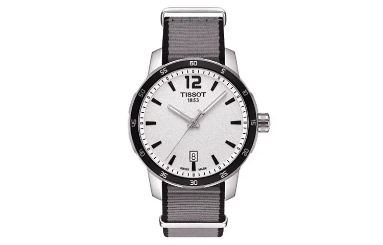 TISSOT Time Jog Collection Quartz Movement Men's Watches Watch 40mm Silver Dial Stainless Steel Case Nylon Strap
