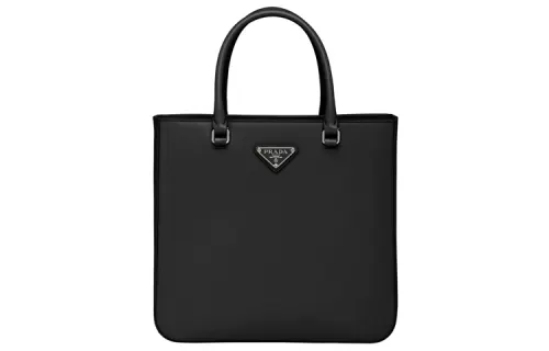 PRADA Shiny Leather Tote Bag, Shopping Bag, Handbag Women's Black