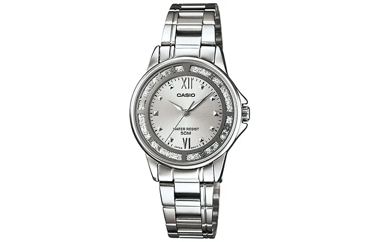 CASIO Crushed Ice Quartz Movement Stainless Steel Strap Watch Women's Watch Silver Dial