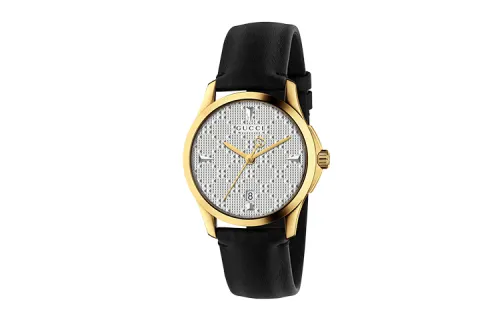 GUCCI G Timeless Collection Wrist Watches Quartz Movement Leather Strap Silver Dial Unisex