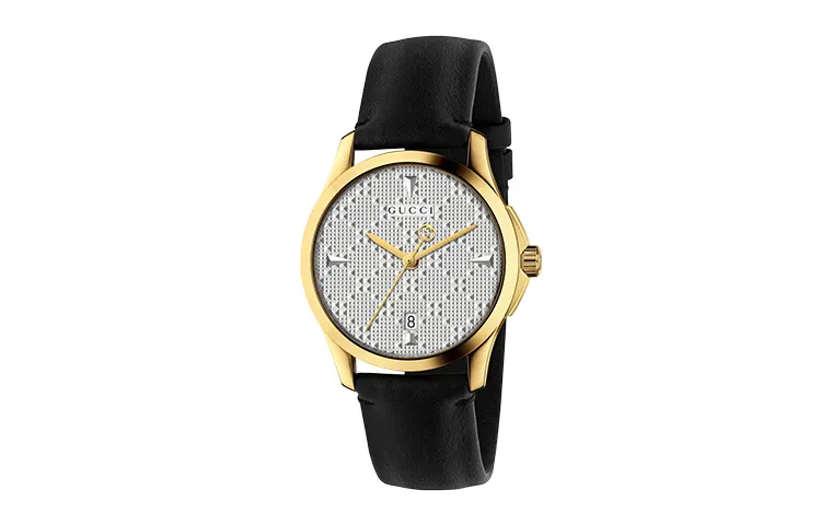GUCCI G Timeless Collection Wrist Watches Quartz Movement Leather Strap Silver Dial Unisex