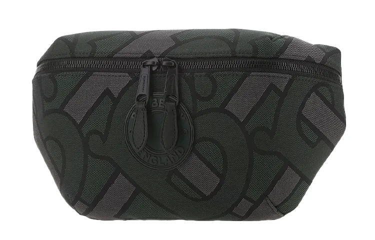 Burberry Zip Closure Embroidery Fabric Crossbody Bag, Fanny Pack Regular Men's Black