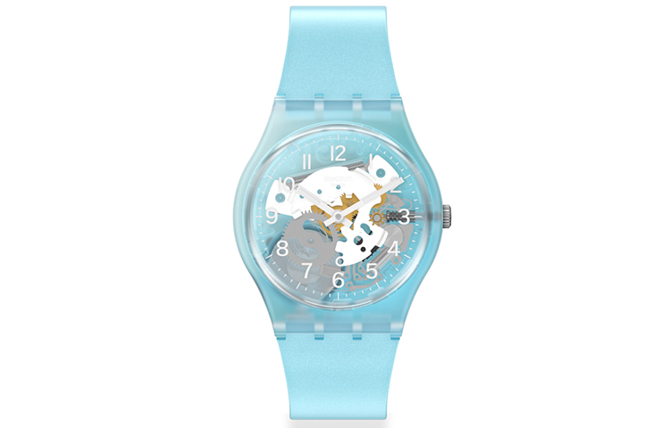 SWATCH Swatch, quartz trend waterproof blue dial for men and women, plastic case, silicone watch strap, quartz mechanism, Switzerland, 34mm