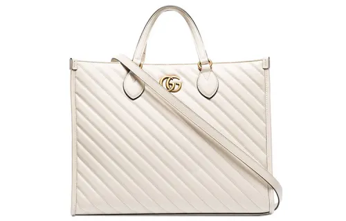 GUCCI GG Marmont Leather Tote Bag, Shoulder Bag, Crossbody Bag, Handbag Medium Women's White