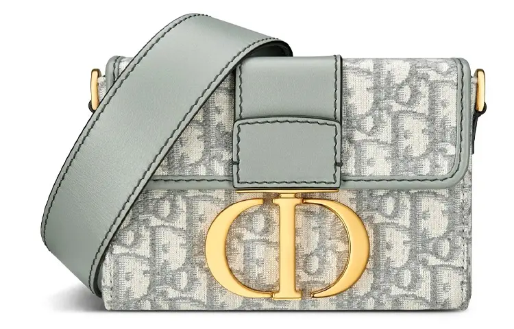 DIOR 30 Montaigne Collection Jacquard With Leather Box Bag, Shoulder Bag, Crossbody Bag Women's Gray