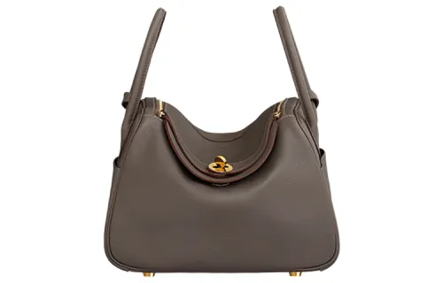 HERMES Lindy Evercolor Calfskin Handbag 26 Women's 8F Gris ÉTain Tin Gray