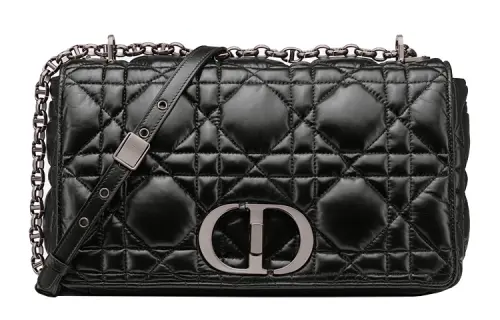 DIOR Caro Cow Leather Crossbody Bag, Shoulder Bag Large Women's Black Silver