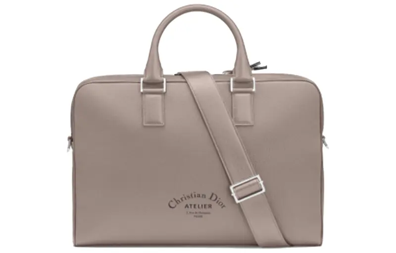 DIOR Calfskin Briefcase Men's Taupe