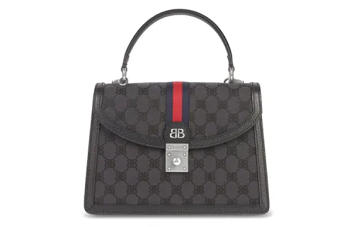 Balenciaga GUCCI Collaboration Canvas Leather Briefcase Small Women's