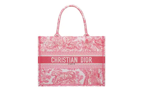 DIOR BookTote Fabric Tote Bag, Shopping Bag, Handbag Medium Women's Peony Pink