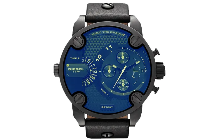 DIESEL Chameleon Wrist Watches Quartz Movement Leather Strap Blue Dial Men's Watches